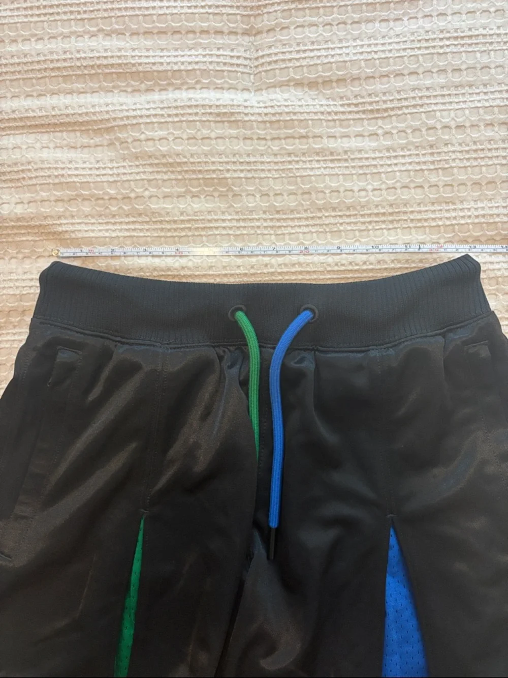 Air Jordan X Aleali May Women's Black Pleated Shorts with Blue & Green Accents - Picture 5 of 9
